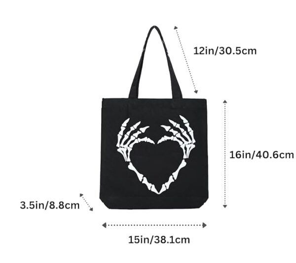 Canvas Black Printed Tote Bag - Image 2