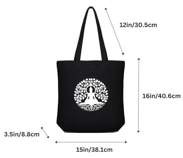 Canvas Black Printed Tote Bag - Image 4