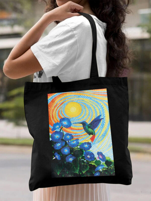 Canvas Black Printed Tote Bag - Image 2