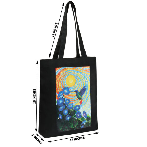 Canvas Black Printed Tote Bag - Image 3