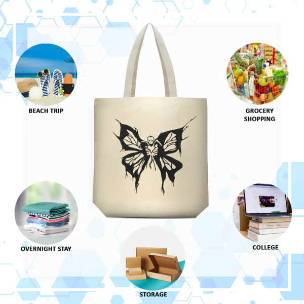 Canvas Butterfly Printed Tote Bag - Image 5