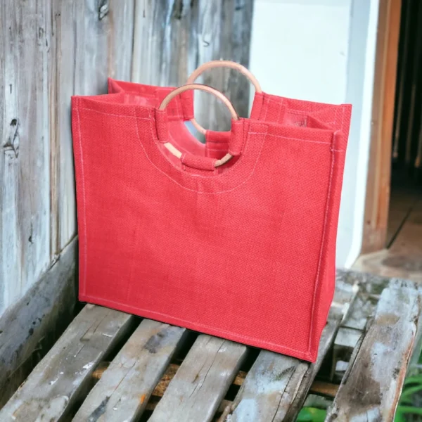 Bamboo Handle Jute Bag - Image 2