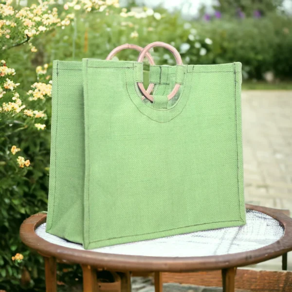 Bamboo Handle Jute Bag - Image 2