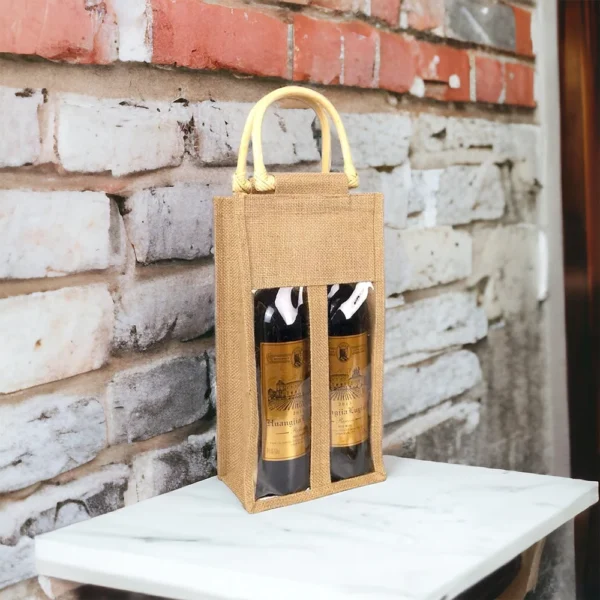 Single Bottle Jute Wine Bag - Image 2