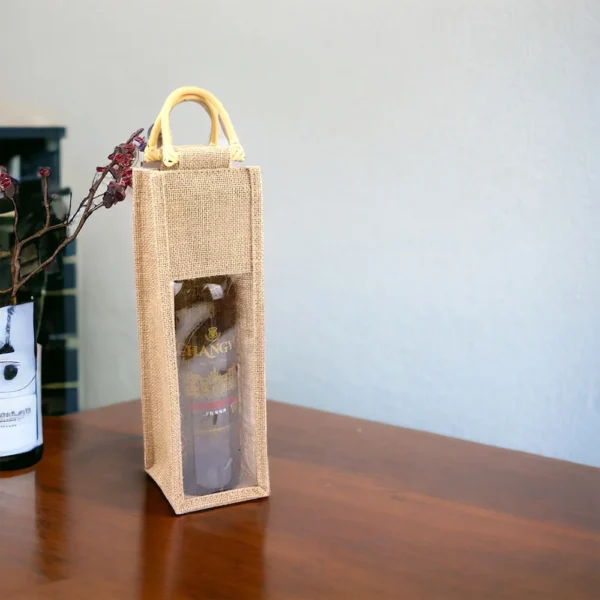 Single Bottle Jute Wine Bag