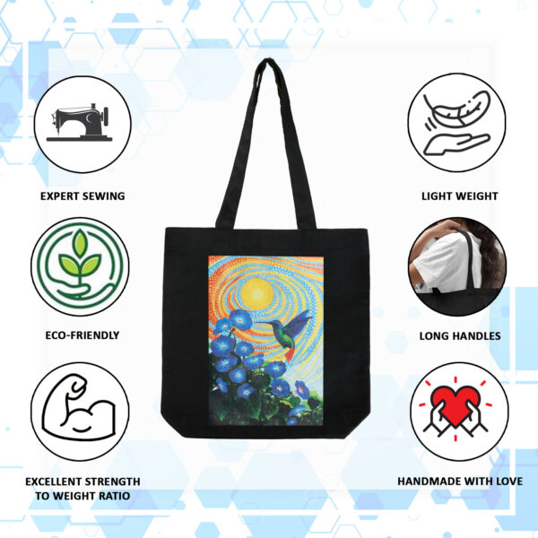 Canvas Black Printed Tote Bag - Image 5