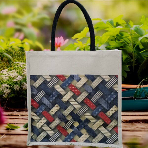 Eco-Friendly Patchwork Printed Canvas Tote Bag